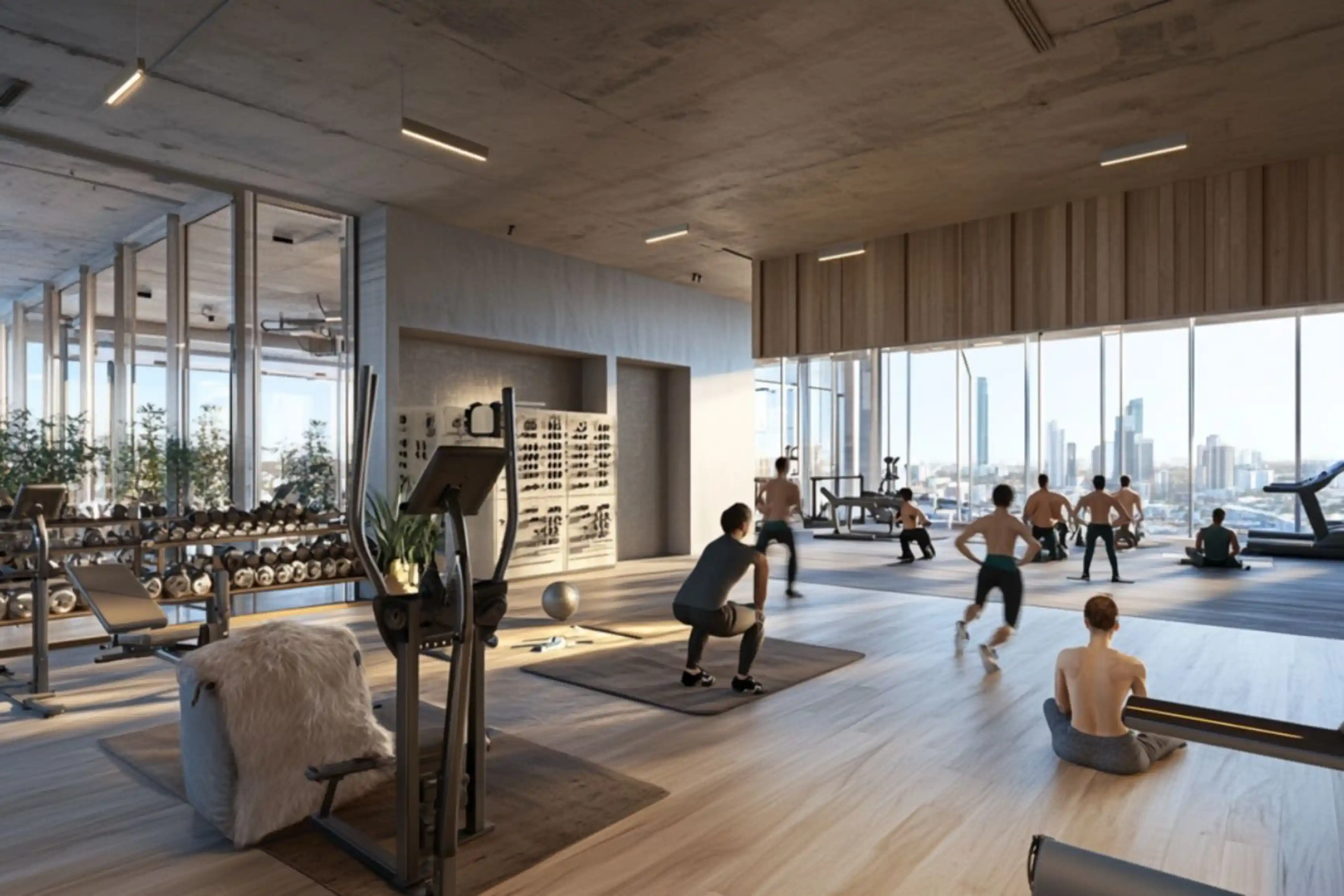 Claure Corporate Project - Resimercial lounge with diverse seating options and abundant natural light - Ai Spaces.webp